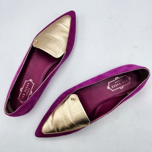 Ted Baker London Oleshky Magenta And Gold Pointy Toe Flats Size 40, 9.5 - Picture 3 of 16